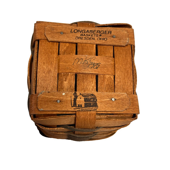 1989 Longaberger Heartland Small Spoon Basket w/Protector 5.5"L x 5.5"W x 6"H - Picture 3 of 3